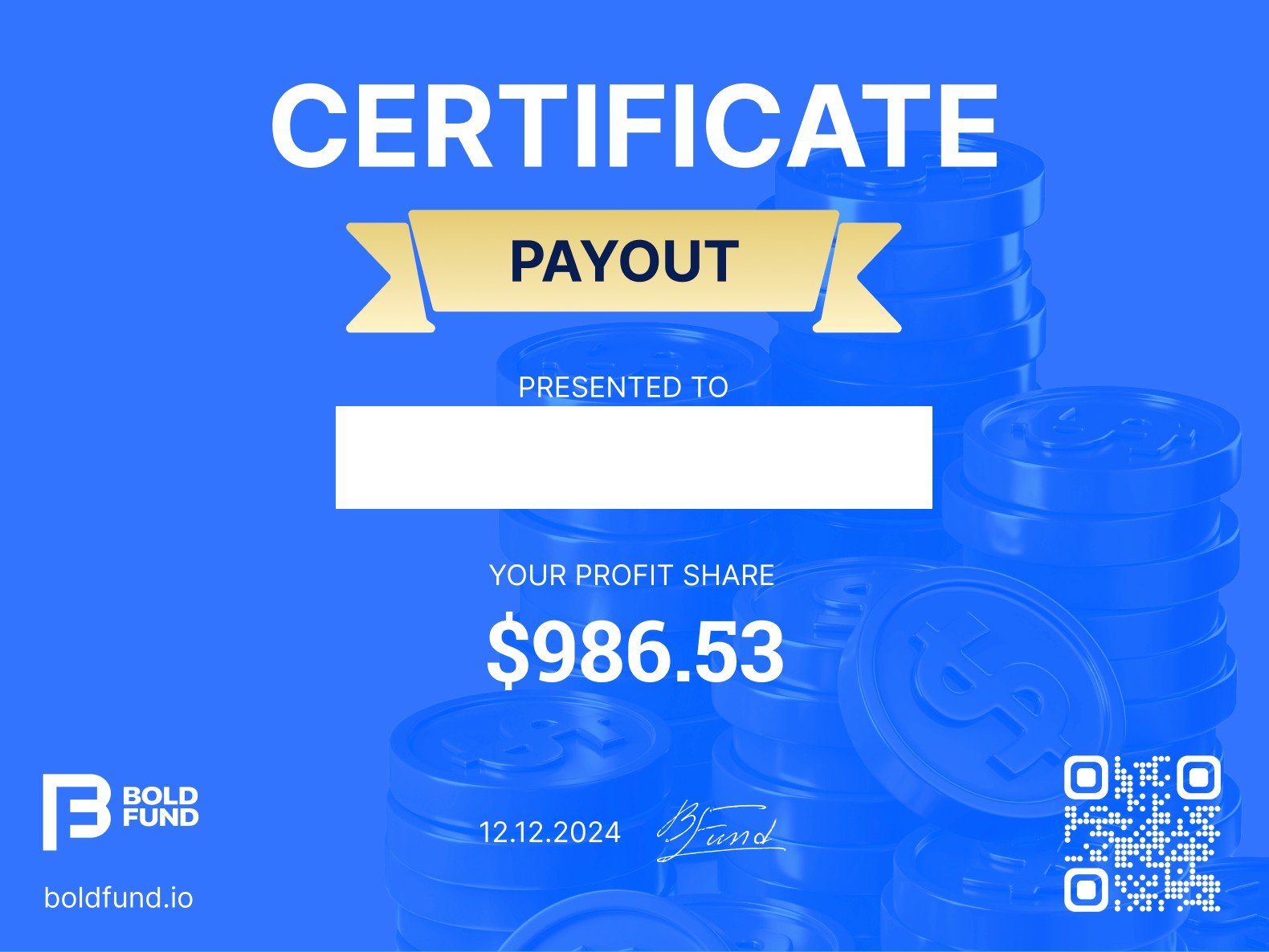 Client Testimonial: Certificate of Payout after Prop Firm Pass