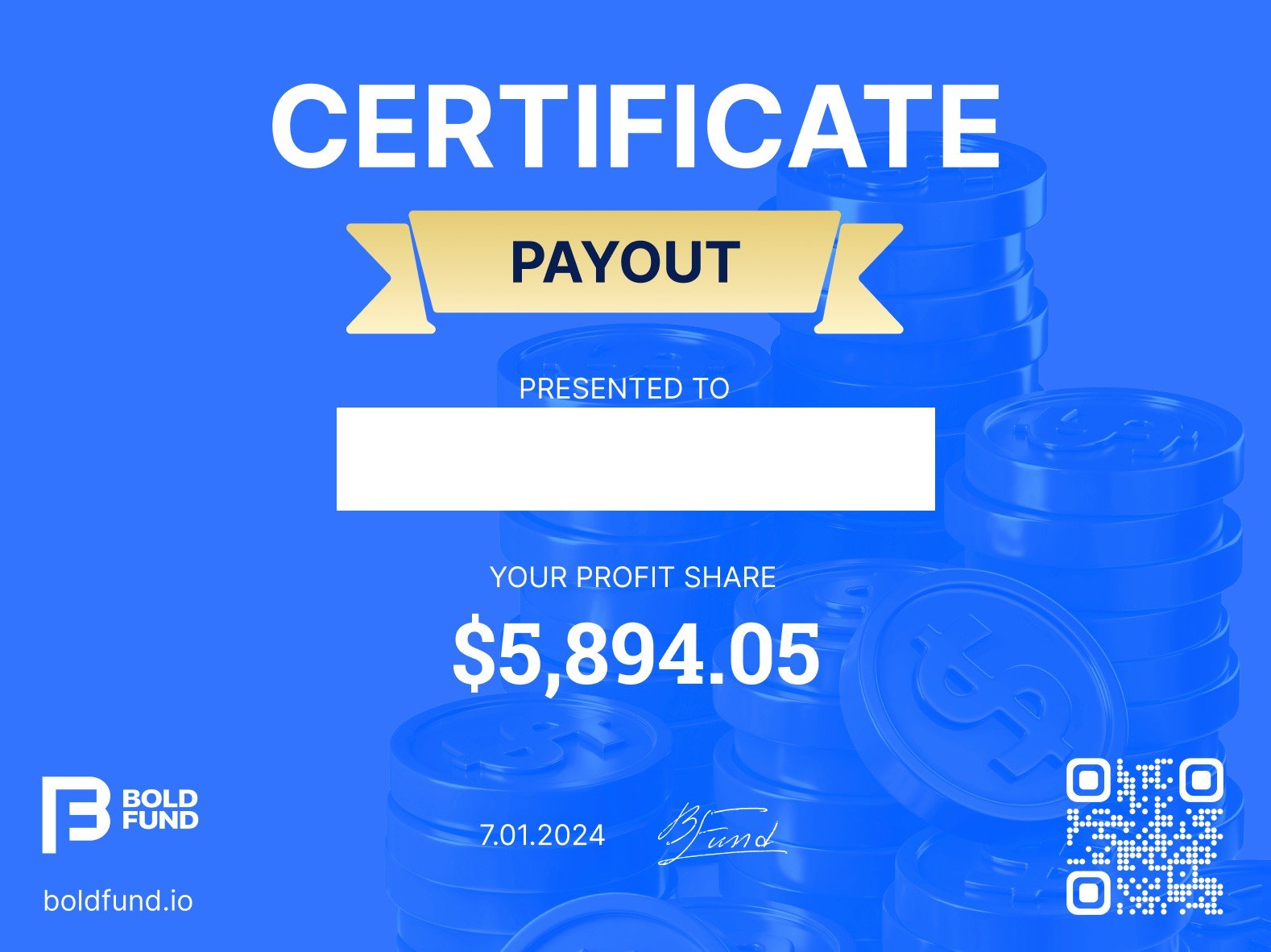 Client Testimonial: Certificate of Payout after Passing Prop Firm